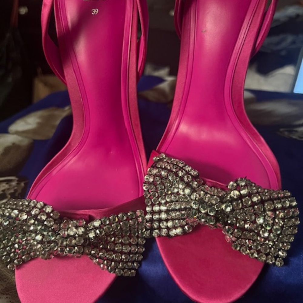 Zara's Women's Rhinestone Bow High Heels slingback